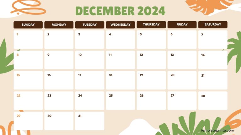 Free Printable December 2024 Calendar - Calendar December 2024 5 768x432 